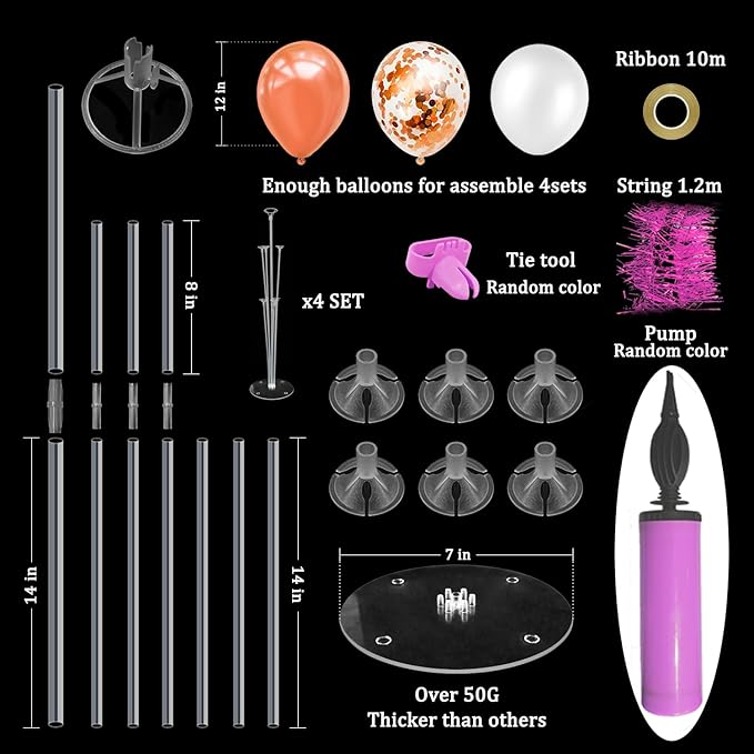 Rose Gold Balloon Stand Centerpiece Table Decorations - Image 2
