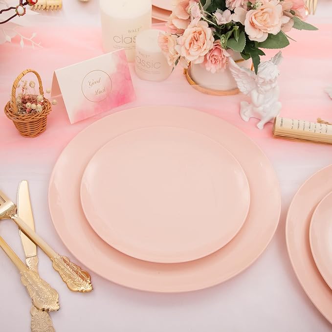 KIRE 60PCS Pink Plastic Plates Disposable - Image 6