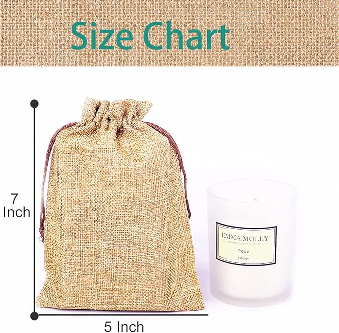 LYSXP 50PCS Burlap Bags with Drawstring，5x7 Inch Drawstring Gift Bag Jewelry - Image 2