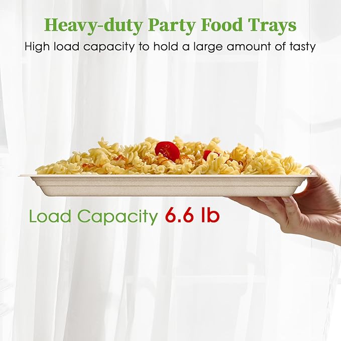 ECOLipak 100 Pack 14 Inch Disposable Food Crawfish Trays, Compostable Large - Image 7