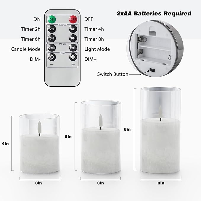 Ice Crystal Real Wax Glass Flameless Candles - Image 2