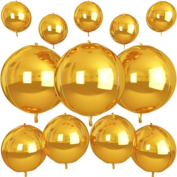 12Pcs Gold Round Foil Balloons, Metallic Gold Foil Balloon by vibzox