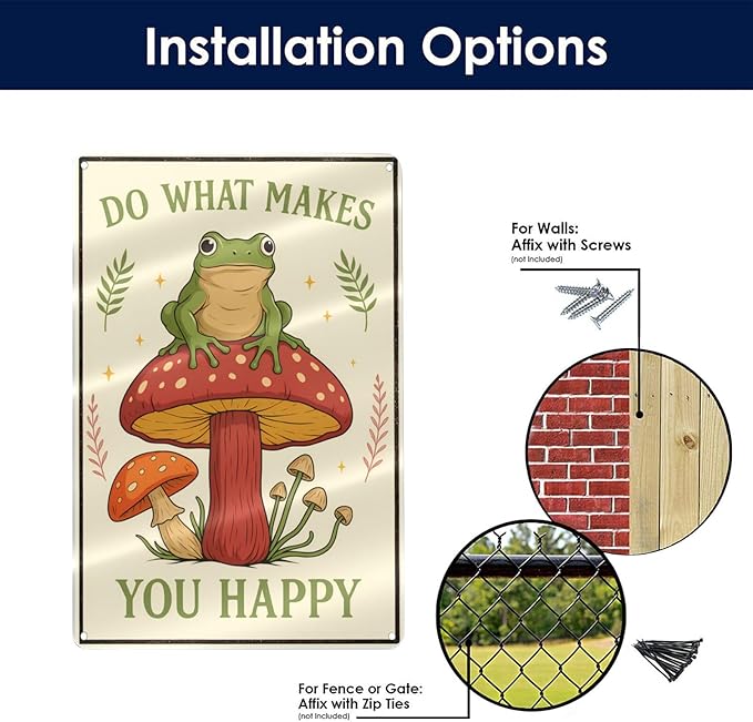 Funny Frog on Mushroom Metal Sign - Image 7