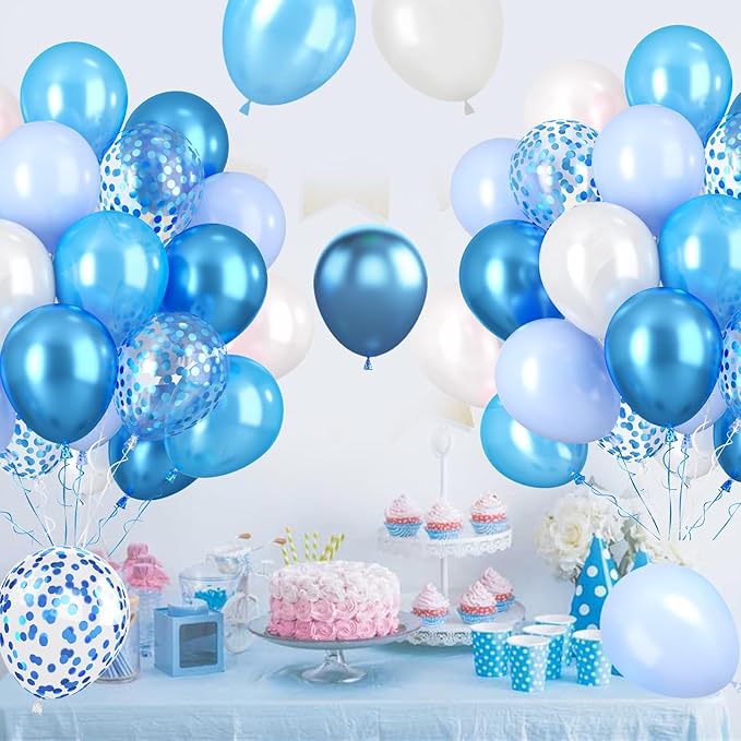 Paready Blue Balloons Set, Baby Blue Confetti Party Balloon - Image 9