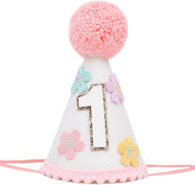 WAUAO Colorful Flower 1st Birthday Cone Hat by Unknown