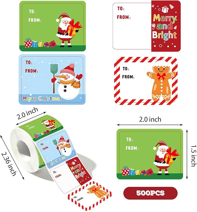 500 Pieces Christmas Gift Tags Sticker Name Tags - Image 3
