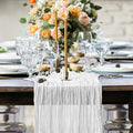 Hahuho Ivory Cheesecloth Table Runner 10ft, Gauze Boho Rustic Table Runners by Hahuho