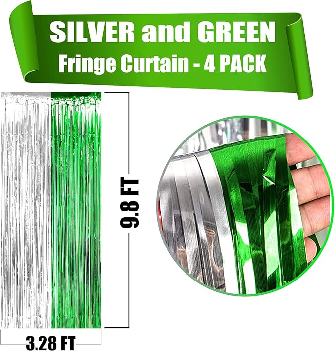 4 Pack Foil Fringe Curtain Backdrop, 3.28Ft x 8.2Ft Metallic Tinsel Foil Fringe - Image 2