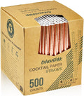 Rose Gold Paper Cocktail Straws, 5.75 inch, Disposable Short Small Drinking by chunspak