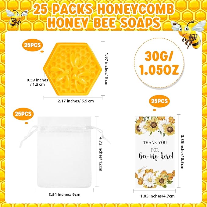Demissle 50 Set Bee Themed Baby Shower Favors Including Honeycomb Soap - Image 2