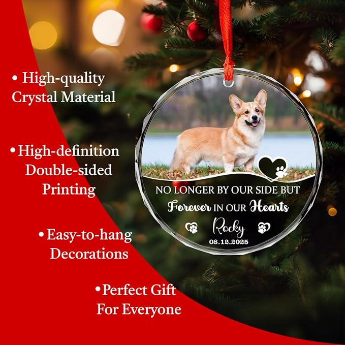 Personalized Dog Memorial Glass Ornaments, Pet Sympathy Gifts, Pet Remembrance - Image 5