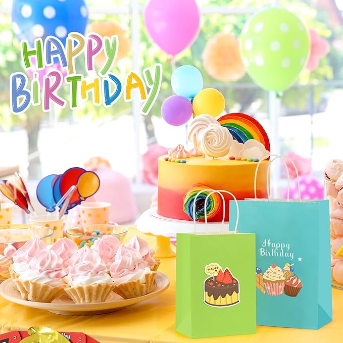 BagDream 48 Pieces 10x5x13 Assorted Gift Bags Rainbow Colors Kraft Paper Party - Image 4