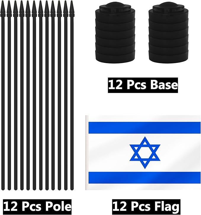 12 Pack Israel Desk Flags, Israeli Desktop Flag, Small Miniature Office Flags - Image 3