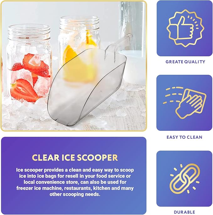 APQ Ice Scooper 64 oz. Clear Plastic Scooper - Image 3