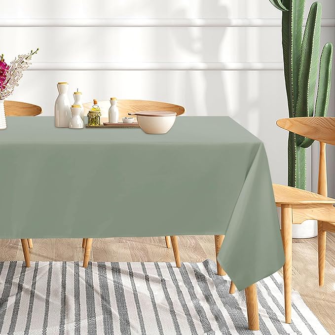 sancua 2 Pack Sage Green Tablecloth 60 x 102 Inch, Rectangle Table Cloth - Image 9
