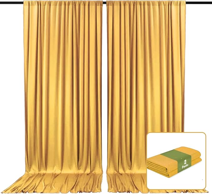 2 Panels Khaki Backdrop Curtain, 10 x 10 Feet Satin Background Curtains by Zankubom