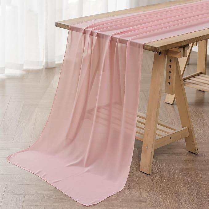 6Pack 9ft Chiffon Table Runner 14x108 Inch Sheer Romantic Table Runner by flohar