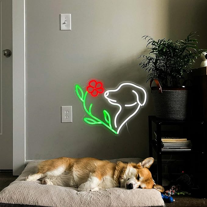 Cute Dog Neon Sign LED Flower Neon Light Suitable - Image 7