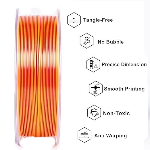 Geeetech Silk PLA Filament 1.75mm Silk Dual Color Filament, Coextrusion - Image 3