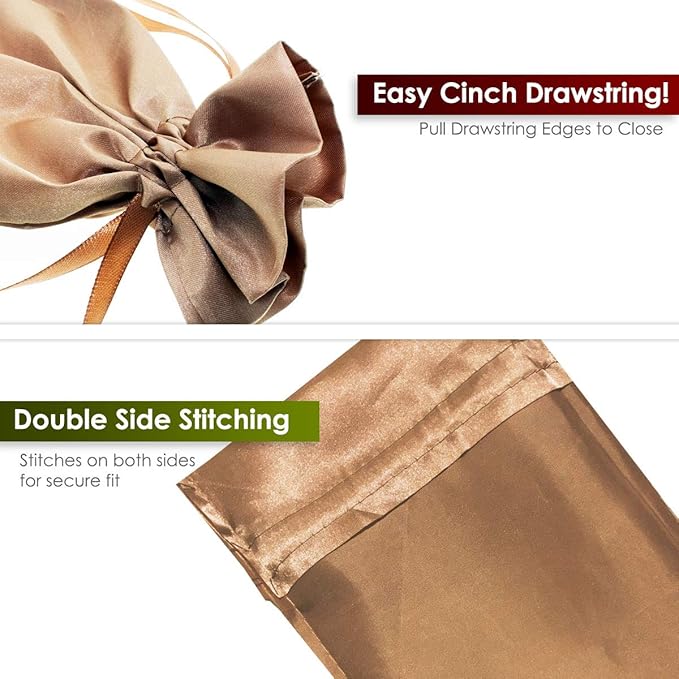 Old Gold Satin Gift Bags, Wedding & Baby Shower Favor Bags, 50 Pack of 5" x 8" - Image 5