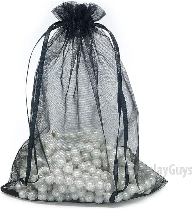 TheDisplayGuys 48-Pack 6x8 Black Sheer Organza Gift Bags - Image 4