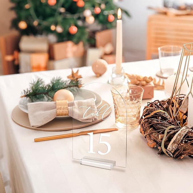 Arch Wedding Table Number 1-25 Clear Acrylic Tabletop Signs 5x7 Inch - Image 7