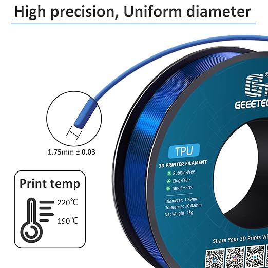 Geeetech TPU Filament 1.75mm, Shore 95A Flexible 3D Printer Filament - Image 4