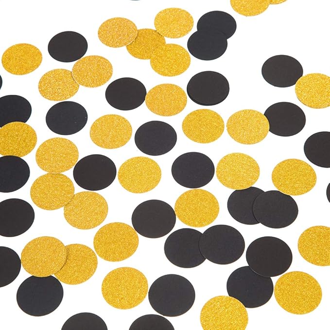Glitter Gold Black Confetti Circle Dots Confetti - Image 2