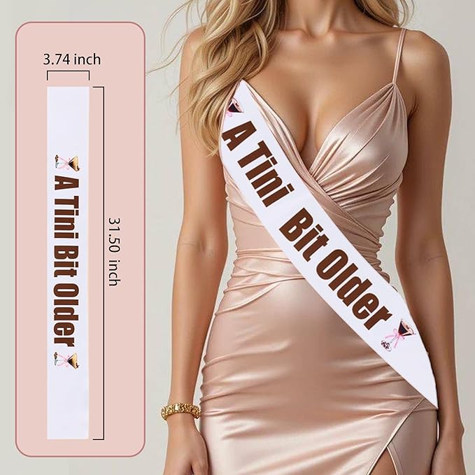 A Tini Bit Older Birthday Sash, Coffee Bean Cocktail Sash - Image 3