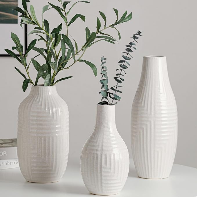 hjn hjn White Vase -Ceramic Vase - Image 3
