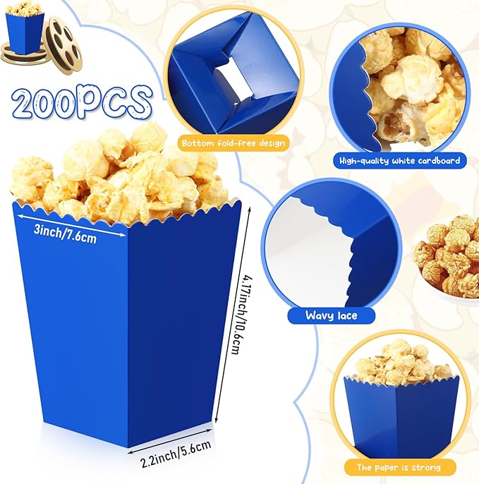 200 Pcs Popcorn Boxes Mini Paper Popcorn Box Cardboard Popcorn Container - Image 2