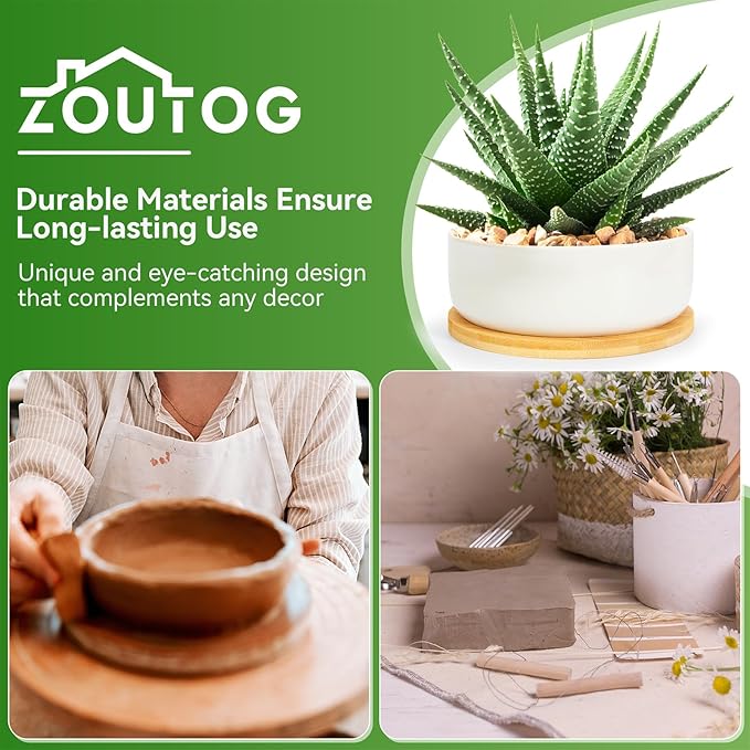 ZOUTOG Plant Pot 6 Inch, Ceramic Succulent Pots - Image 5
