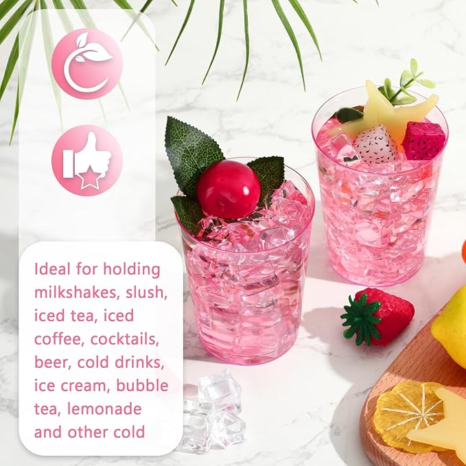 Minatee 100 Count Plastic Cups Disposable Fancy Cups Heavy Duty Wine Cocktail - Image 3