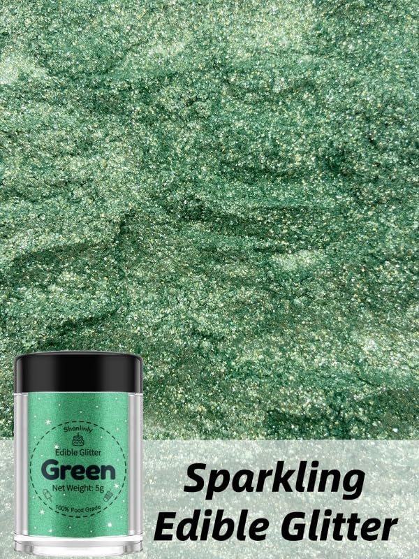 Shanlinly Green Edible Glitter for Cakes Drinks - Image 2