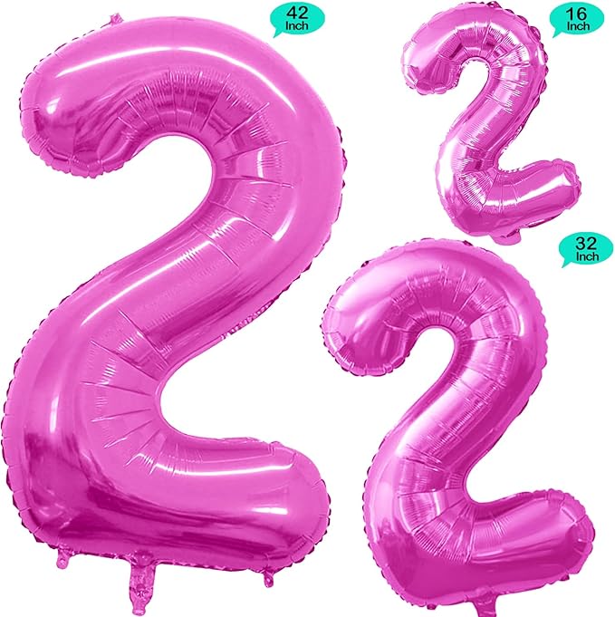 GOER Pink Foil Balloons Number 2, Huge Number Balloons - Image 2