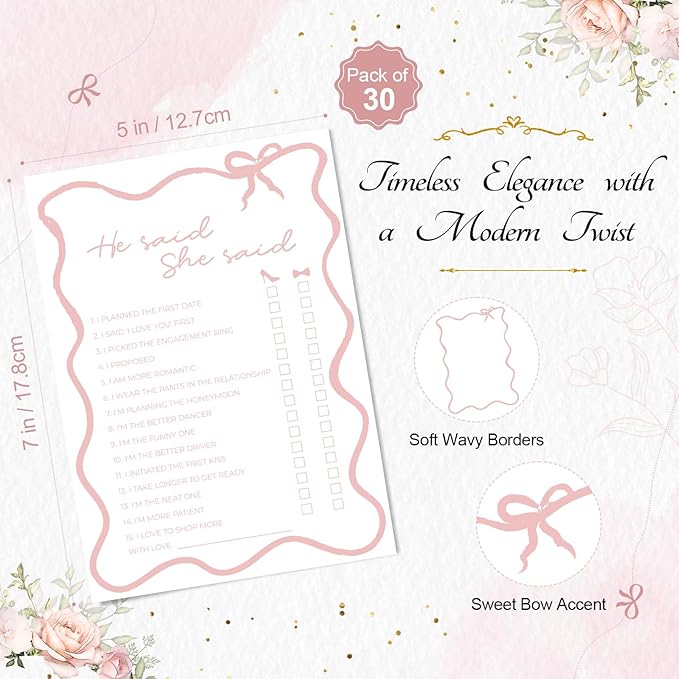 DEEKA 30 PCS Bridal Shower Games Card - Image 2