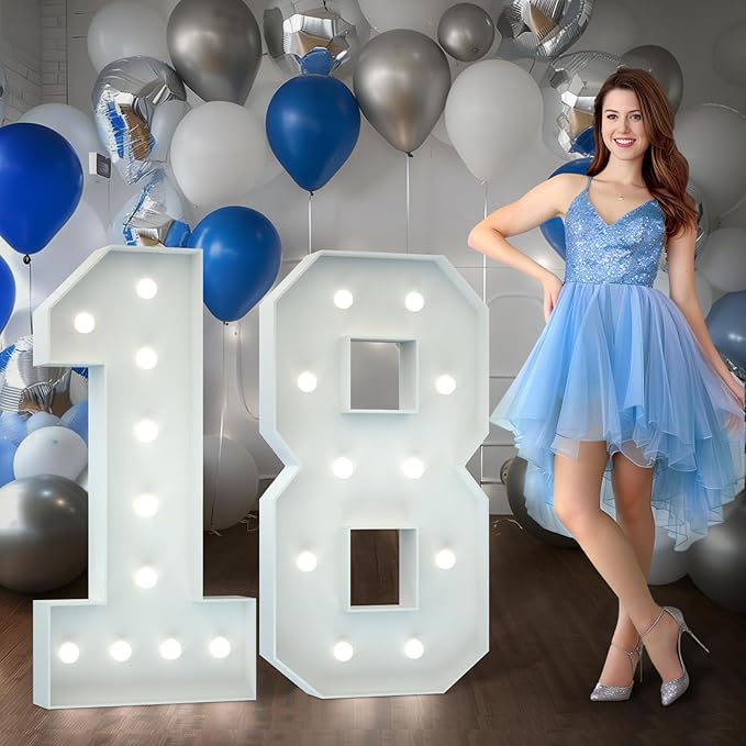 Marquee Numbers 4 Feet Tall Big Light Up Numbers Happy 18th Birthday by Letsmakeitimpressive