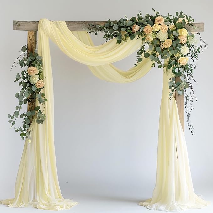 Wokceer Wedding Arch Draping Fabric 28.7" x 20FT Beige Sheer Drapes Backdrop by Wokceer