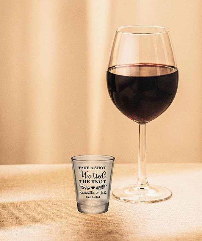 Take A Shot We Tied The Knot Shot Glasses, Bulk Set of 1.75oz Wedding Shot - Image 4