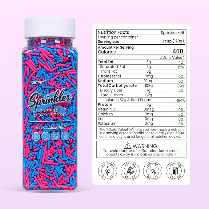 Edible Pink and Blue Sprinkles, Jimmy Sprinkles, Gender Reveal Sprinkles Candy - Image 2