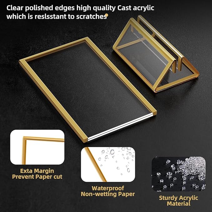 Gold Frames 5x7 Acrylic Sign Holder Double Sided Picture Frames - Image 3