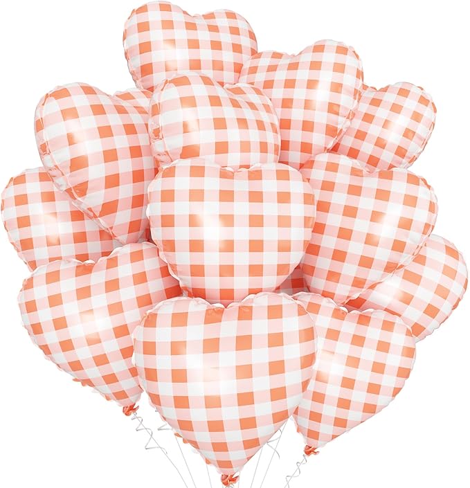 Red White Checkered Heart Balloons by Adorely