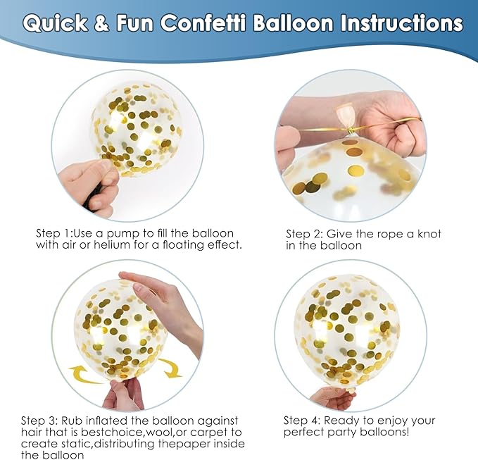 Navy Blue and Gold Confetti Balloons - Image 5