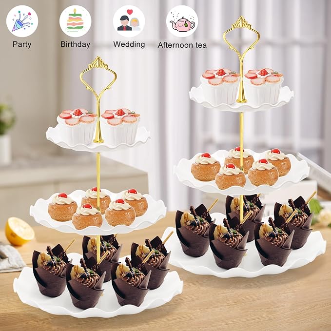 Coitak 3 Tier Cupcake Stand, Plastic Tiered Serving Stand, Dessert Tower Tray - Image 2