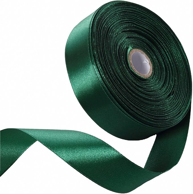 1 Inch Forest Green Satin Ribbon 50 Yards Solid Fabric Ribbons by Celadora