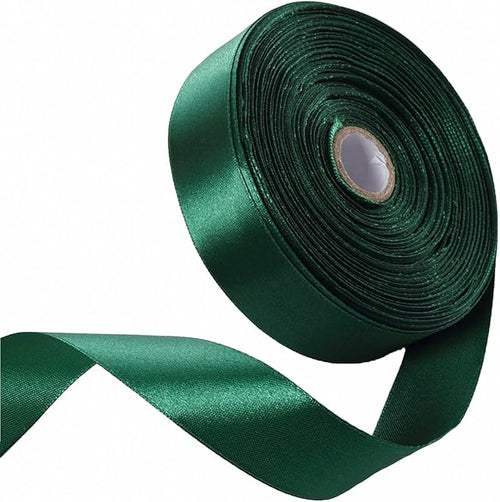 1 Inch Forest Green Satin Ribbon 50 Yards Solid Fabric Ribbons by Celadora