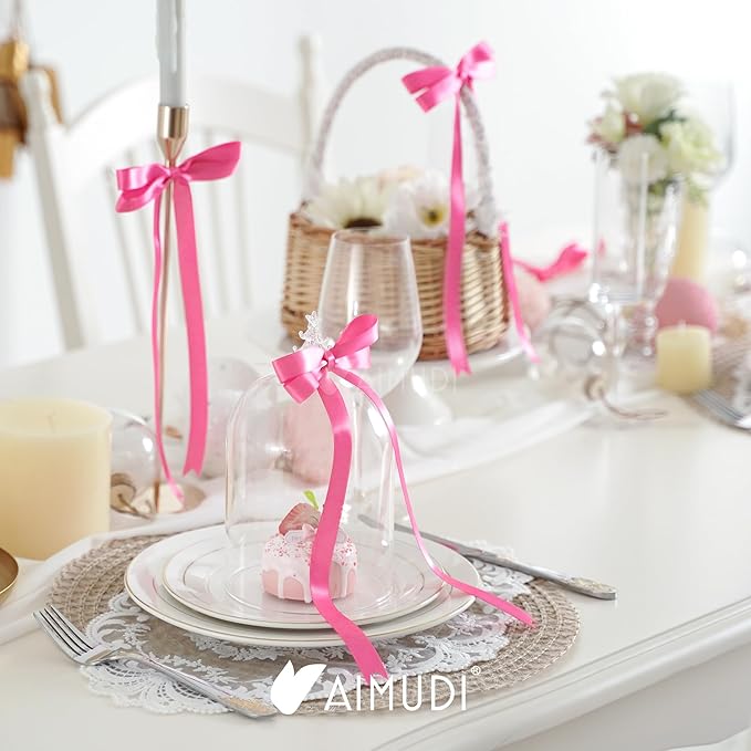 AIMUDI Hot Pink Bows 5 × 10" Satin Bows - Image 3