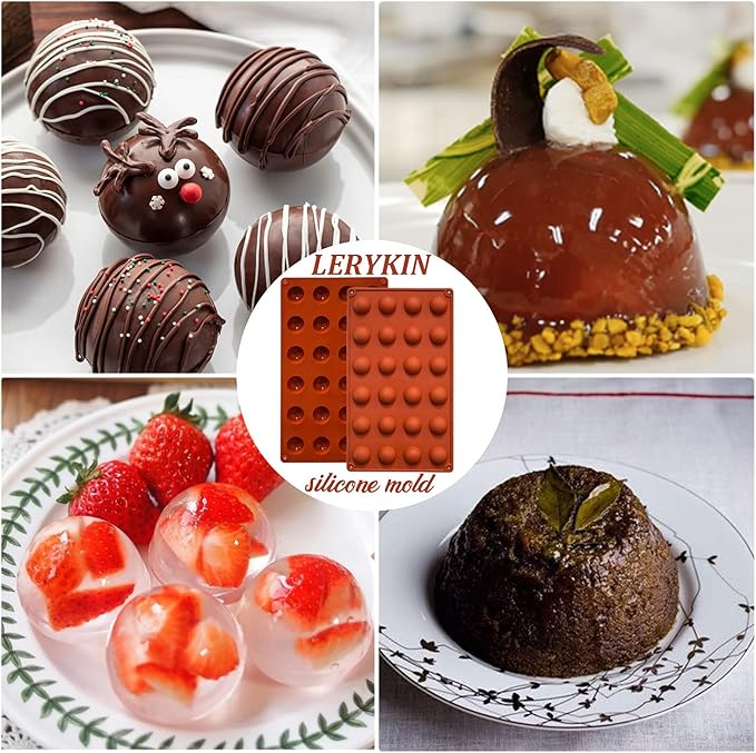 Mini 24-Cavity Semi Sphere Silicone Molds Non-Stick, 2 Packs Half Sphere - Image 7