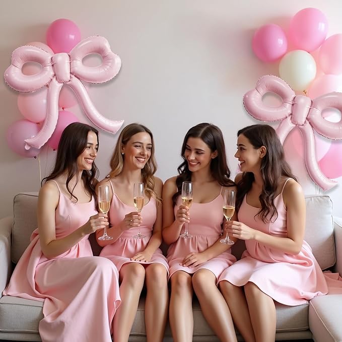 4 Pcs Light Pink Bow Balloons Bow Party Decorations - Image 6