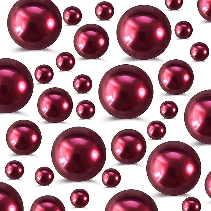 260Pcs Burgundy Glossy Beads for Centerpiece Decor, Artifical Pearls Vase Filler by EGKamhFloatingBeadsPearls